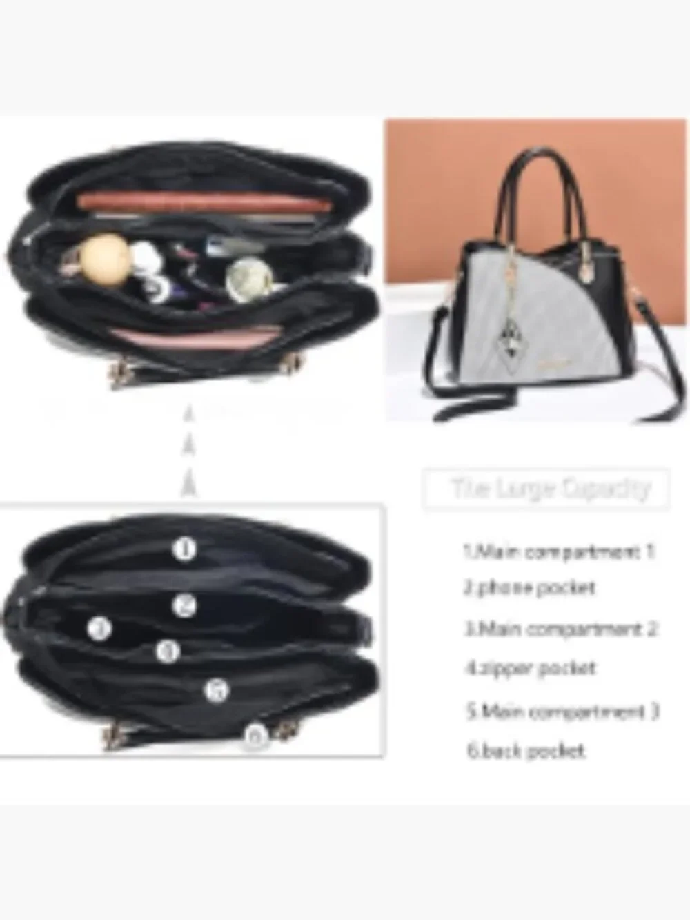 Faux Leather Satchel Handbag Top Handle Shoulder Tote for Women